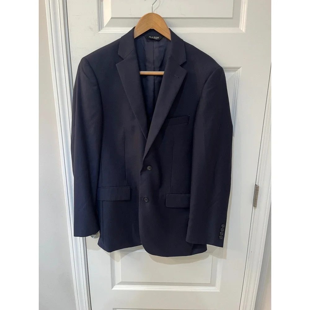 Jos A Bank Signature Collection Navy Blue 100%‎ Wool Tailored Fit Blazer 40L